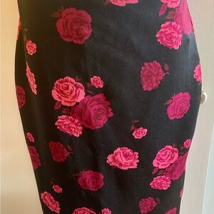 Forever 21 Pink and Red Rose Pencil Skirt